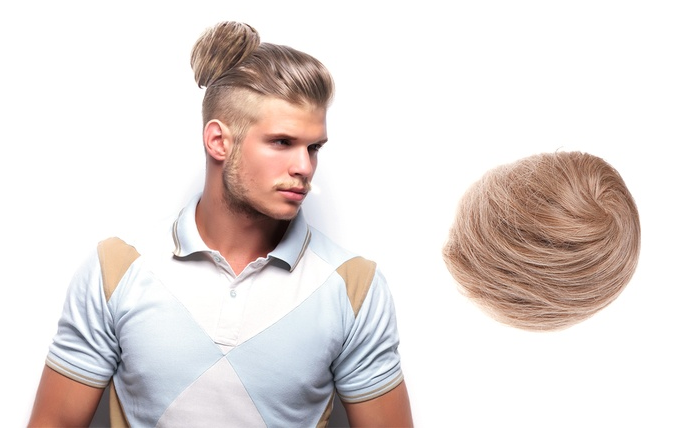 Cabelo com coque hot sale masculino