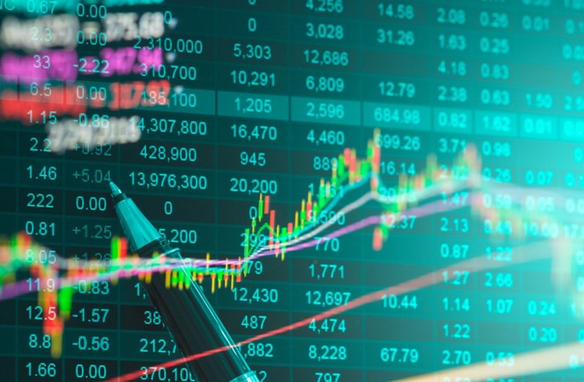 Financial data on a monitor,Stock market data