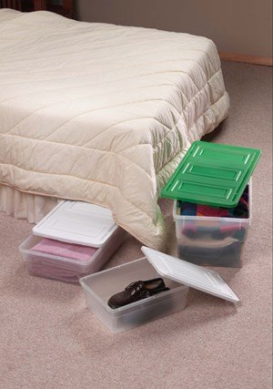 storage containers in bedroom