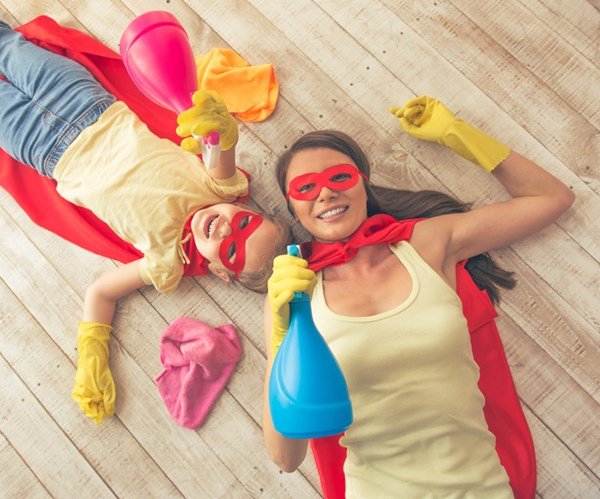 Super mother and daughter