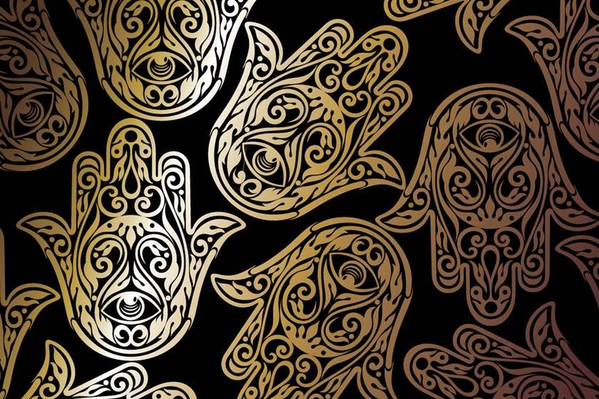 Background with hamsa hands