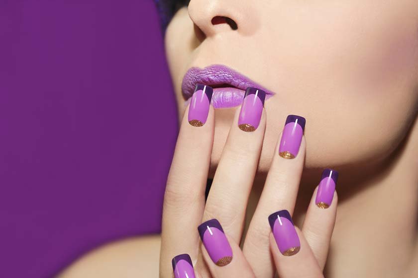 Lilac French manicure.