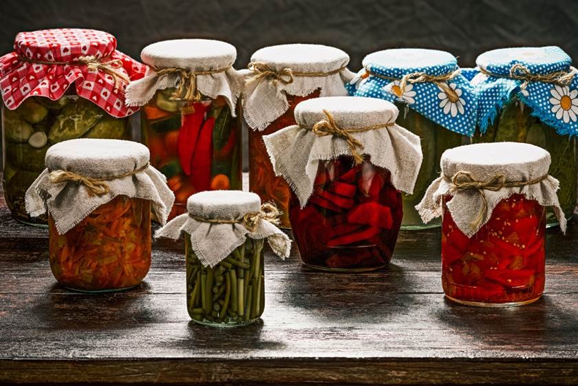 Various pickles in the pantry