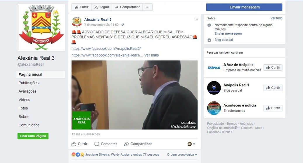 ameaças facebook joel pires de lima misael advogado