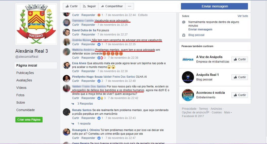ameaças facebook joel pires de lima misael advogado