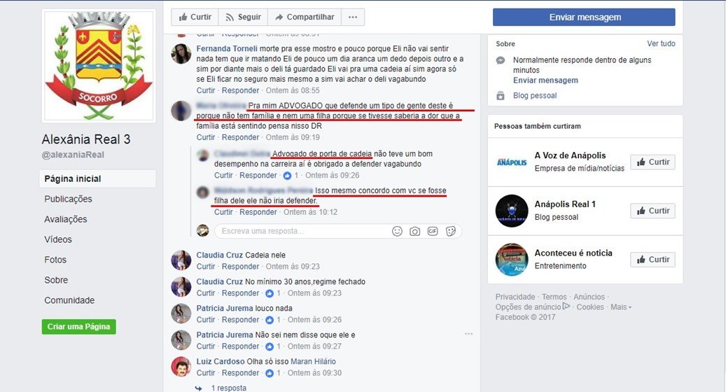 ameaças facebook joel pires de lima misael advogado