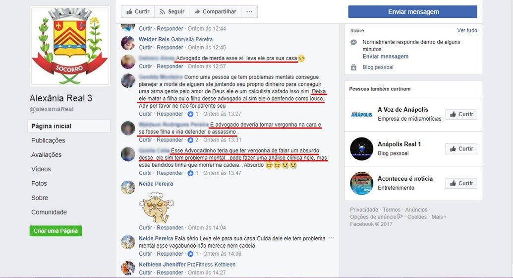 ameaças facebook joel pires de lima misael advogado