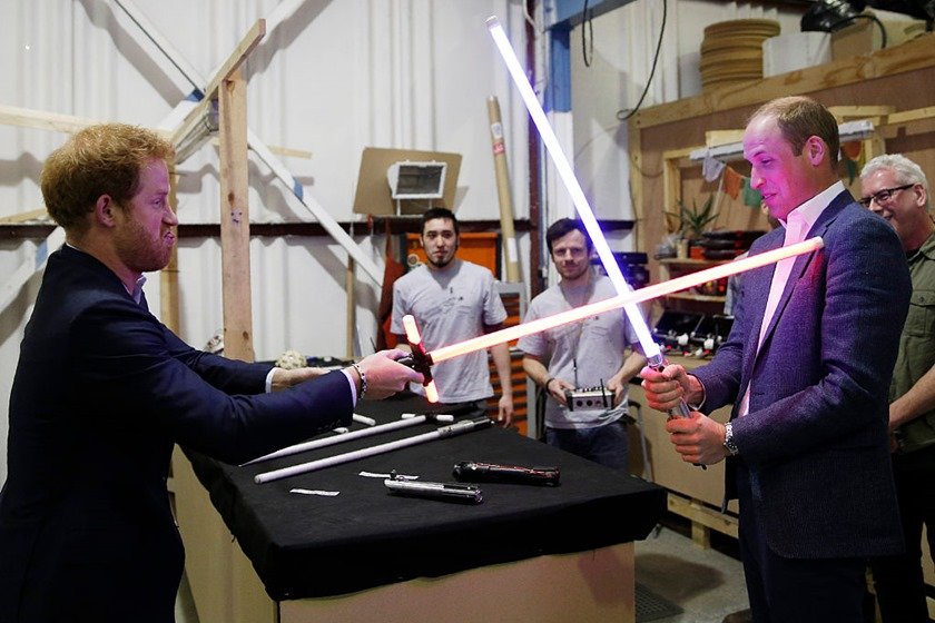 The Duke Of Cambridge And Prince Harry Visit The “Star Wars” Film Set