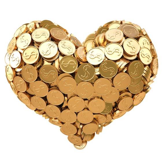 moedas ouro coração