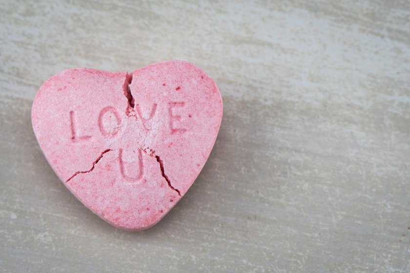 Cracked Love U Candy Heart with Copy Space Right