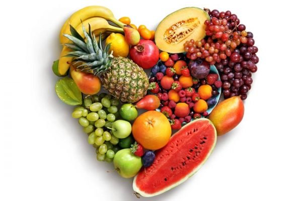 Heart symbol. Fruits diet concept.