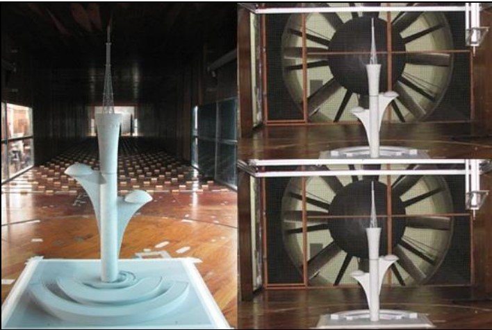 protótipo para realização do ensaio no tunel de vento da Torre de TV Digital
