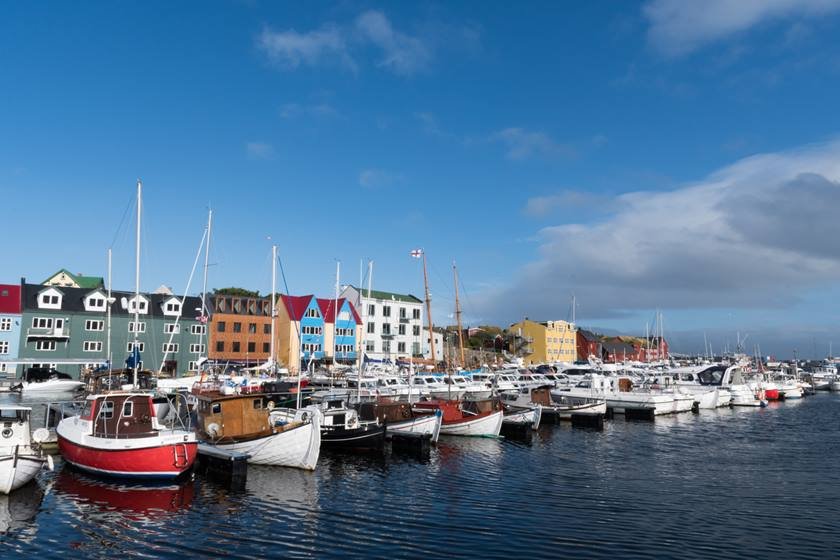 boats in the haven of Torshavn at the Faroe Islands