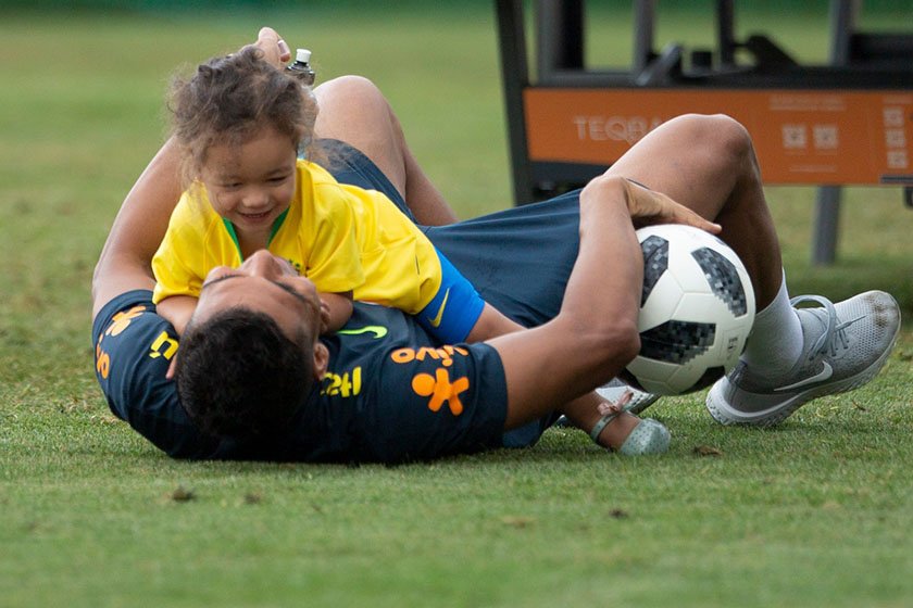 Treino Seleção Brasileira com os filhos