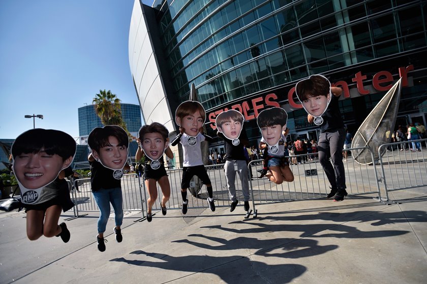 Fans Await The BTS Concert At Staples Center As Part Of The “Love Yourself” North American Tour