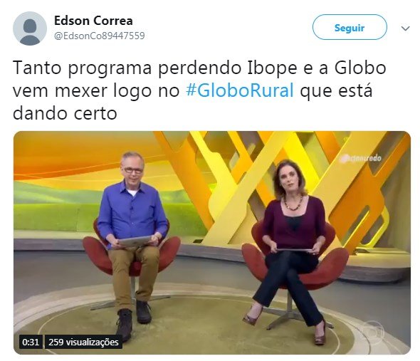 Globo Rural deixa internet indignada com mudança inesperada