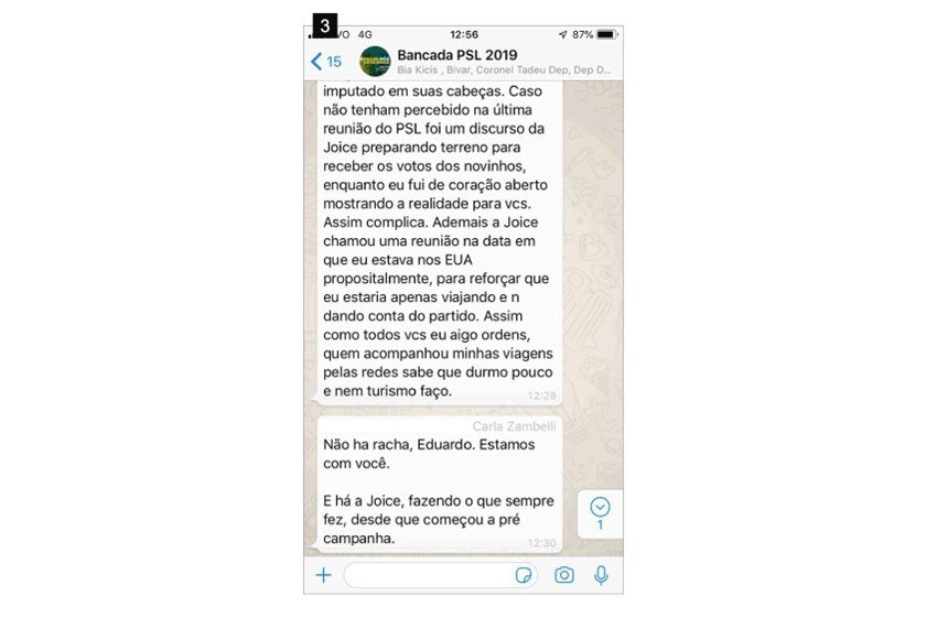 Briga ocorreu na madrugada desta quinta-feira no grupo de WhatsApp batizado de "Bancada PSL 2019"