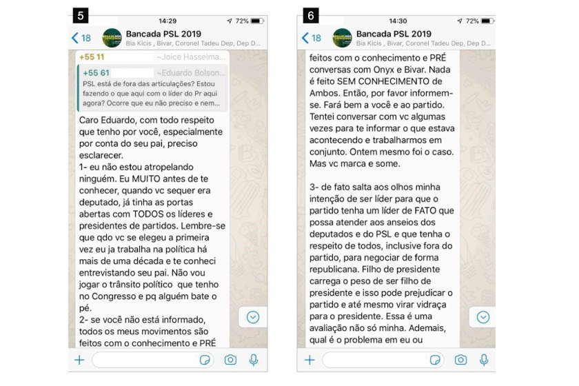 Briga ocorreu na madrugada desta quinta-feira no grupo de WhatsApp batizado de "Bancada PSL 2019"