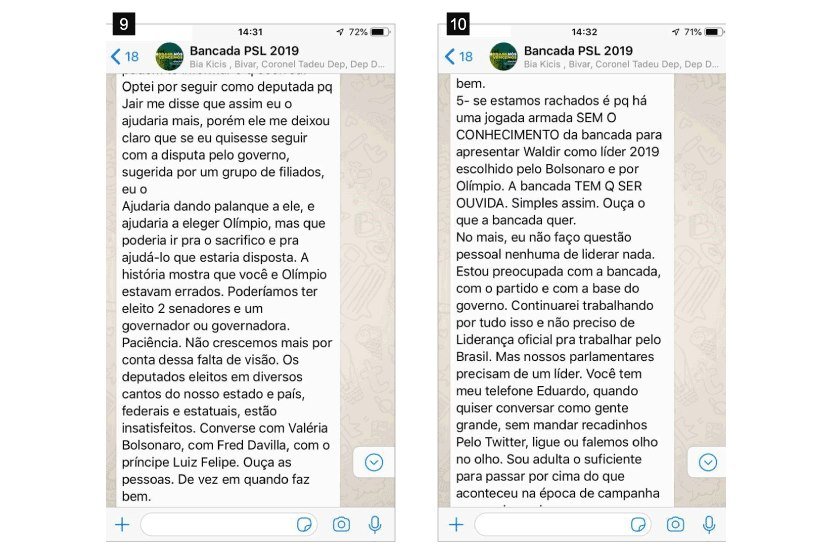 Briga ocorreu na madrugada desta quinta-feira no grupo de WhatsApp batizado de "Bancada PSL 2019"