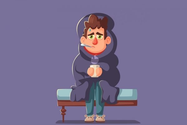 ilustração de homem com gripe