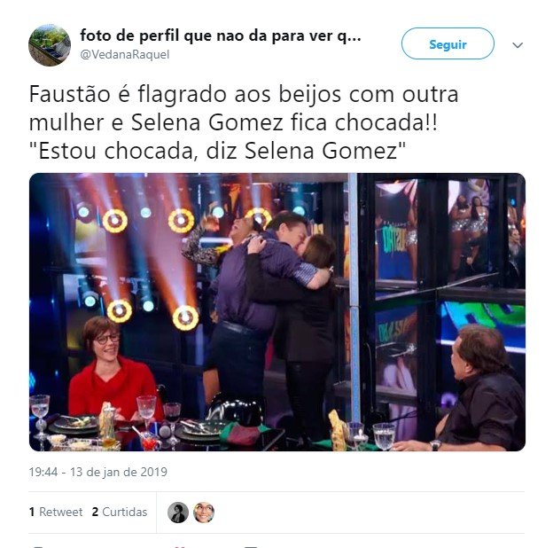 Acabou mesmo! Faustão "trai" Selena Gomez ao vivo e web ...