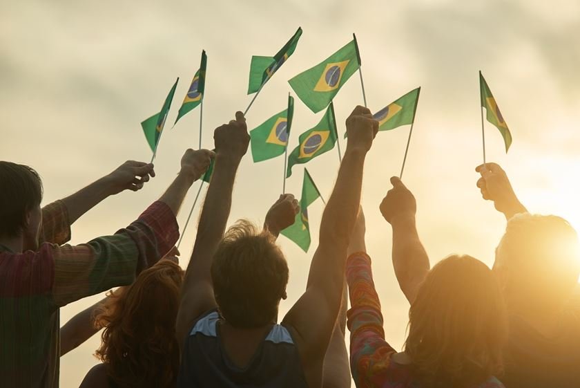 Rising up brazil flags.