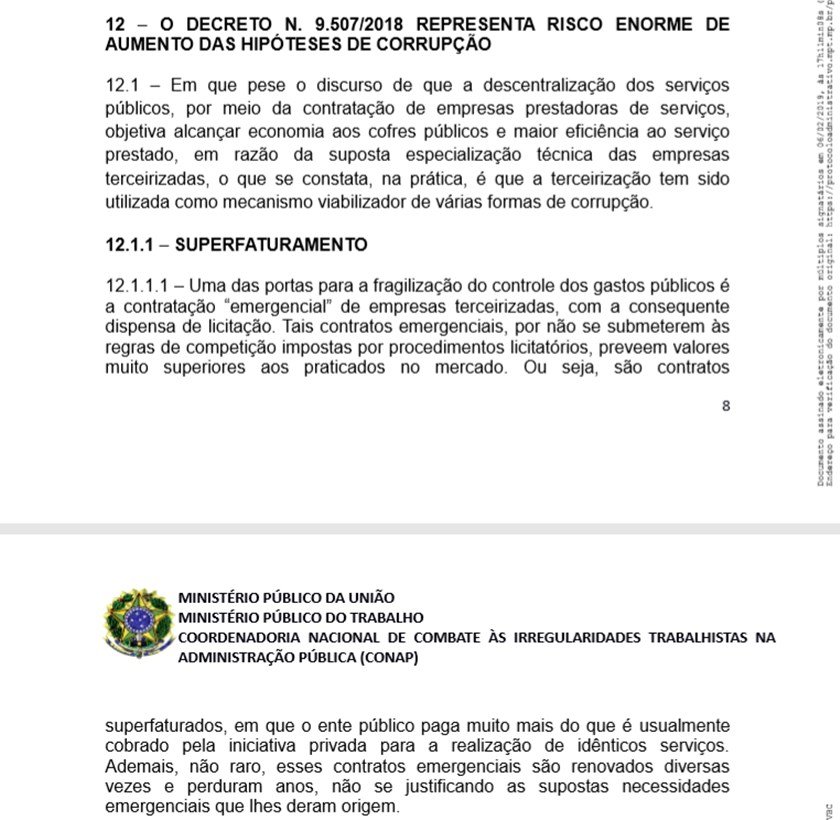 Abaixo-assinado contra a terceirização de Serviços Públicos