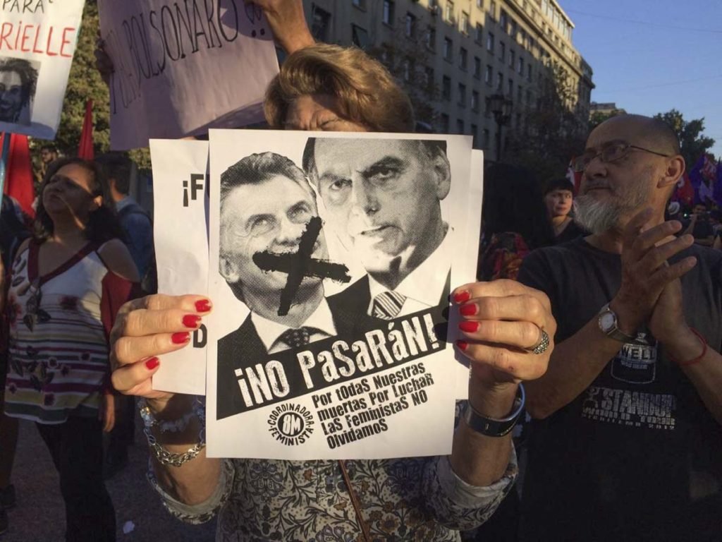 protesto contra Bolsonaro no Chile