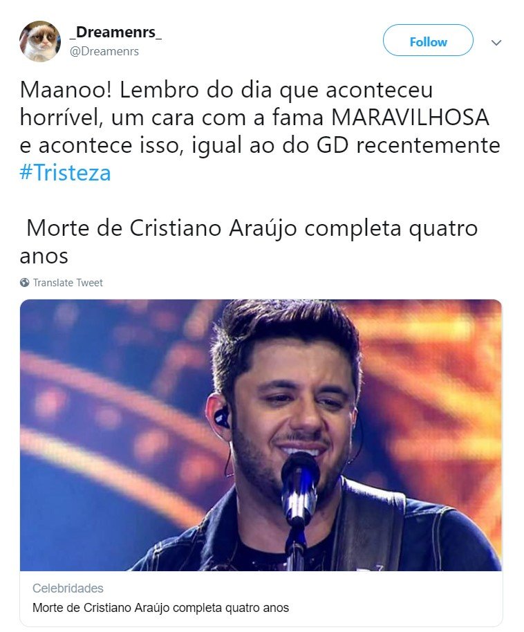 Morte de Cristiano Araújo completa 4 anos, fãs se mobilizam no Twitter