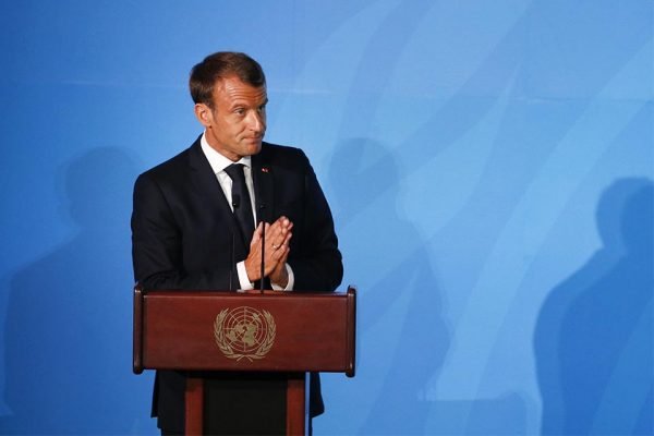 O presidente da França, Emmanuel Macron, discursa na Cúpula de Ação Climática na Assembleia Geral das Nações Unidas, na sede da ONU, em Nova York, nos Estados Unidos, nesta segunda-feira, 23.
