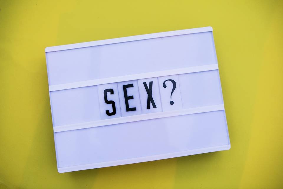 sex word  written in lightbox yellow background