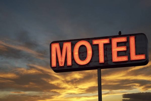 Motel sign sunset