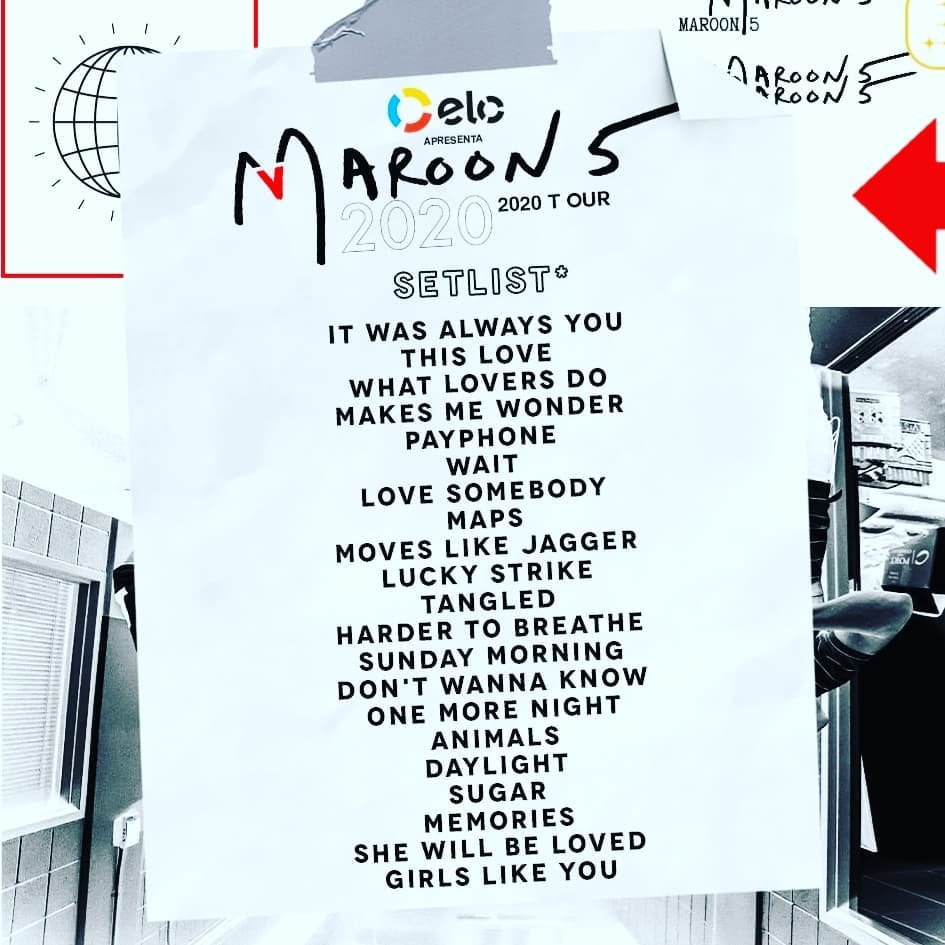 maroon 5 world tour 2022 song list