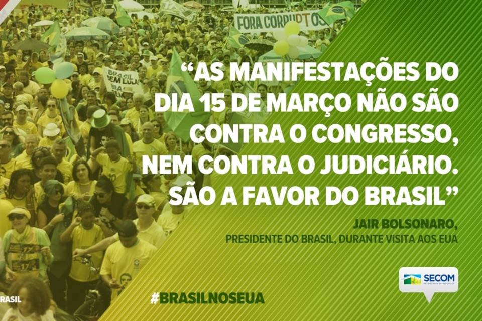 Página da Secom no Twitter defende manifestações do dia 15 de março