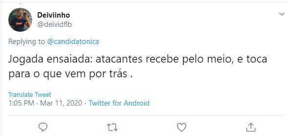 Tweet sobre o pênis do técnico do Paraná Allan Aal