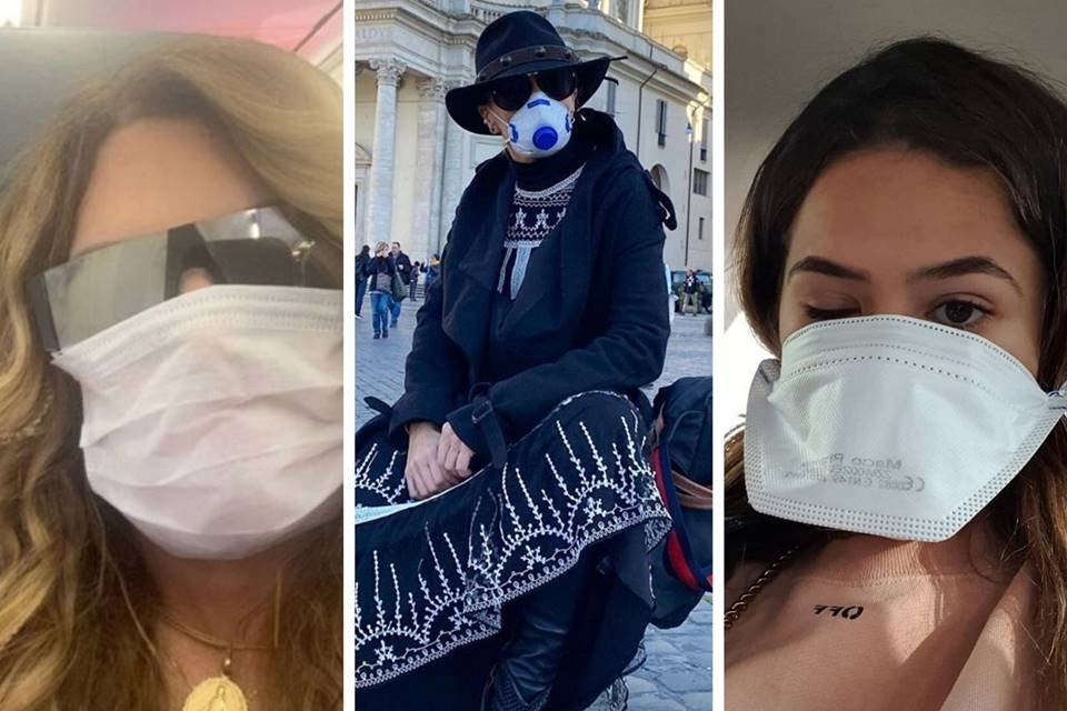 Famosos como Maisa e Elba Ramalho usando máscaras para se proteger de Coronavírus