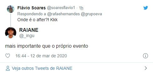 Twitter da Banda Eva sobre coronavírus