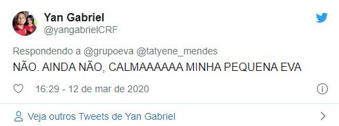 Twitter da Banda Eva sobre coronavírus