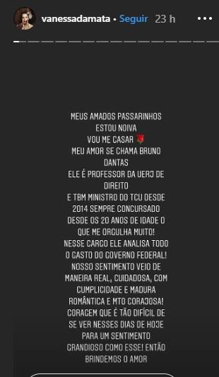 Vanessa da Mata e Bruno Dantas vão se casar