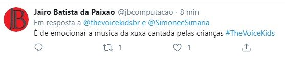 The Voie Kids Brasil comentário no Twitter