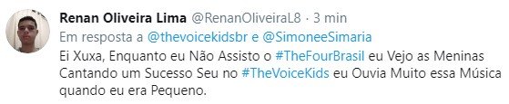 The Voie Kids Brasil comentário no Twitter