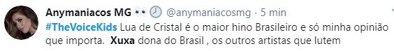 The Voie Kids Brasil comentário no Twitter