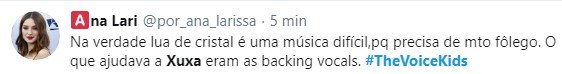 The Voie Kids Brasil comentário no Twitter