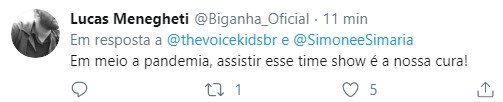 The Voie Kids Brasil comentário no Twitter