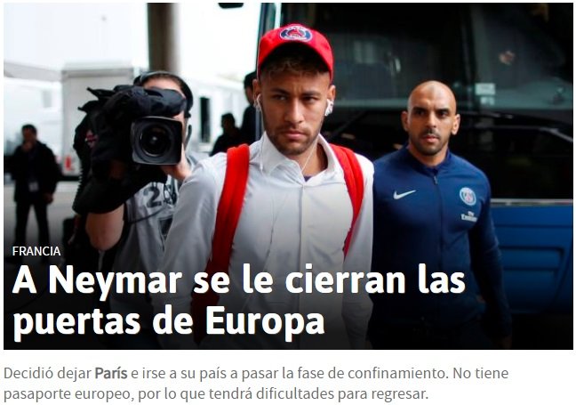Capa do jornal As com Neymar
