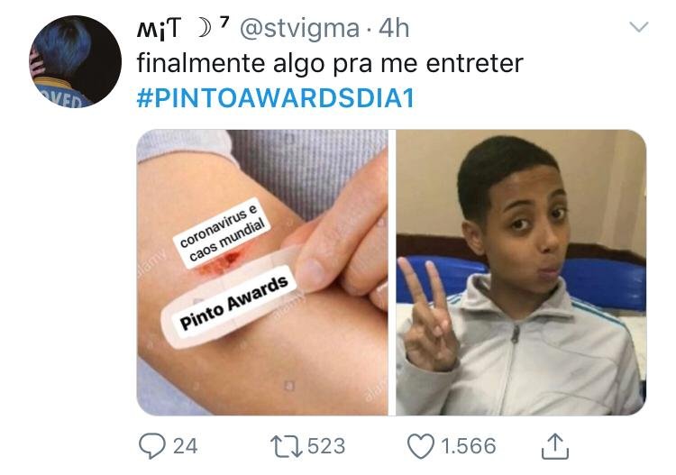 Twitter sobre o Pinto Awards