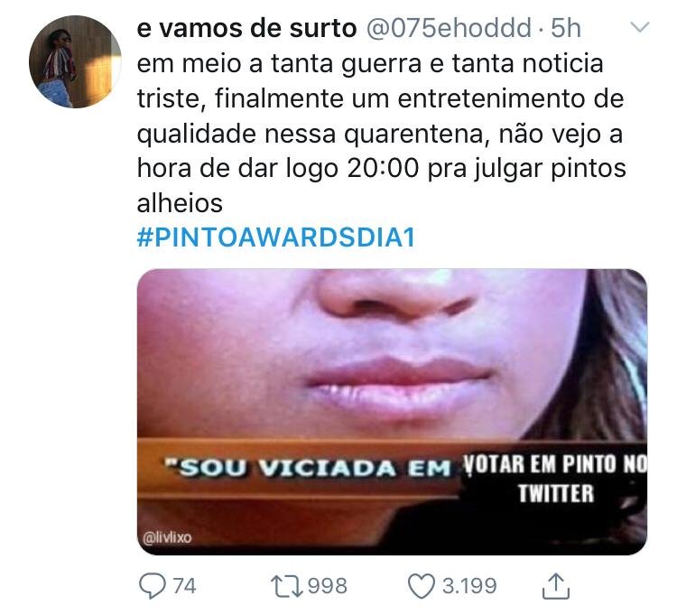 Twitter sobre o Pinto Awards