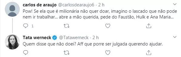 Tatá Werneck pede doações e é criticada