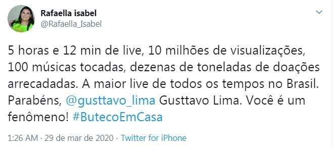 Web repercute live de Gusttavo Lima