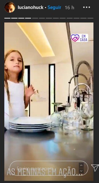 Angélica e Eva nos stories de Luciano Huck